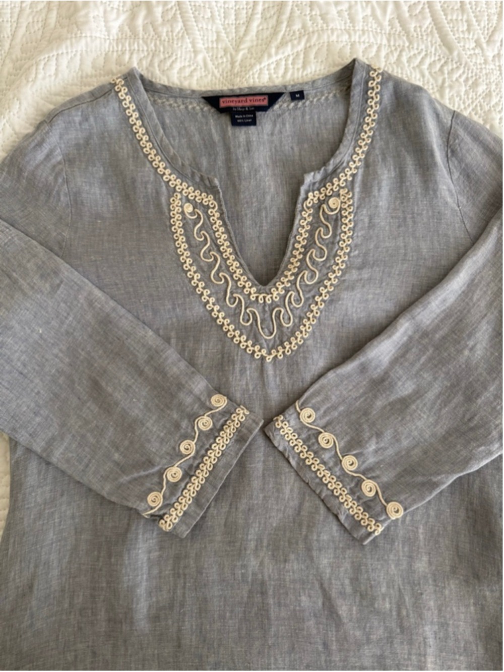 Vineyard Vines Blue Linen Chambray Tunic Size Medium - Picture 9 of 10
